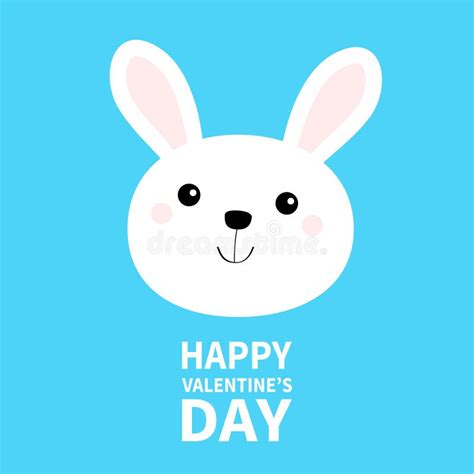 Happy Valentines Day White Bunny Rabbit Hare Face Head Round Icon