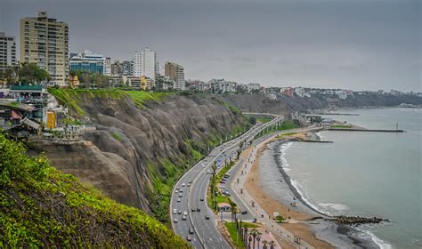 Coastal Cliffs Of Miraflores Lima Peru With Faro La Marina A Photo On