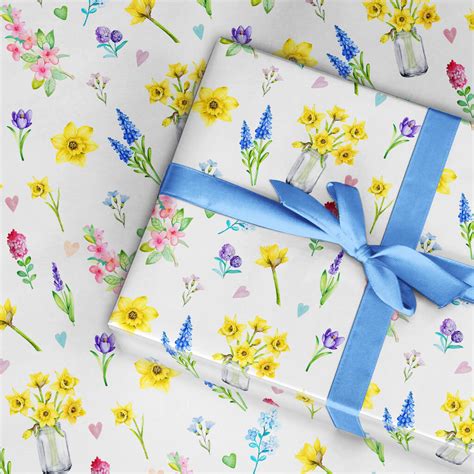 Spring Flower Wrapping Paper Roll Or Folded By The Wrapping Paper Shop