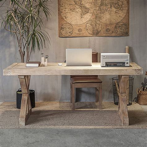 472 Rustic Wooden Office Desk In Natural Farmhouse Writing Desk