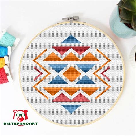 Tribal Cross Stitch Pattern Pdf Set Aztec Embroidery Cross Etsy