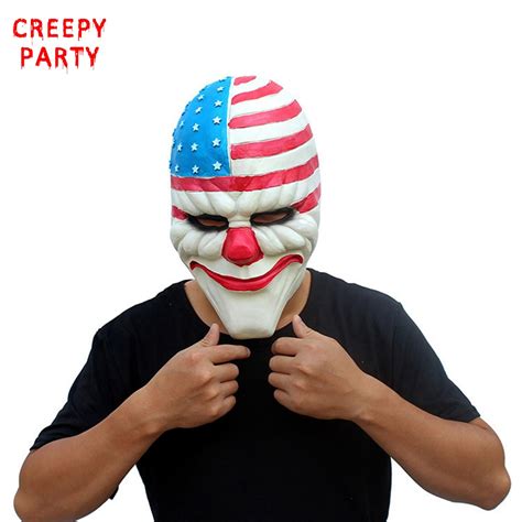 Horror Payday 2 Mask Realistic Game Series Latex Mask Adults Full Head Payday Clown Cosplay