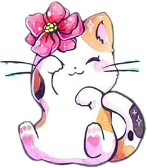 Cat Calico Flower Chibi Freetoedit Cat Sticker By Toxxic