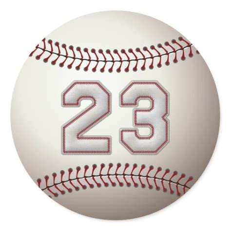 Player Number 23 Cool Baseball Stitches Round Sticker Zazzle