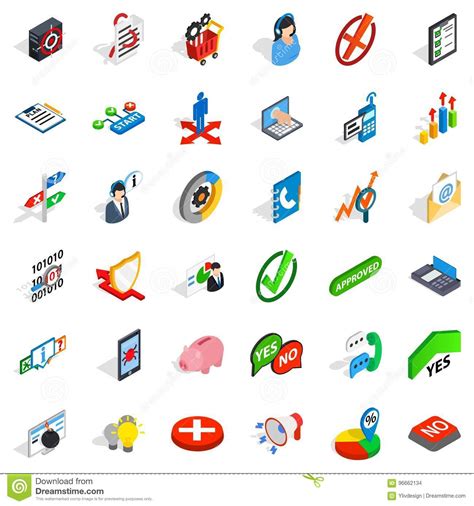 Business Plan Icons Set Isometric Style Stock Vector Illustration Of