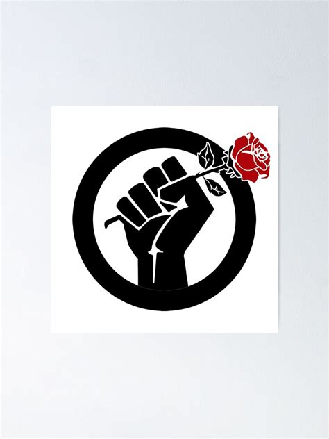 Democratic Socialist Fist With Red Rose Poster By Ashkitty Redbubble