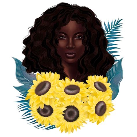 Premium Vector Fairy Of Flowers Beautiful Sunflowers With A Girl