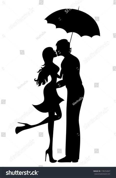 Romantic Couple Silhouette Lovers Woman Man Stock Vector Royalty Free