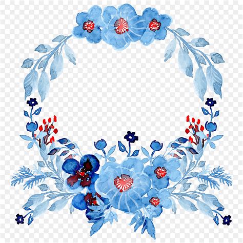 Watercolor Floral Wreath Vector Art Png Blue Watercolor Floral Wreath
