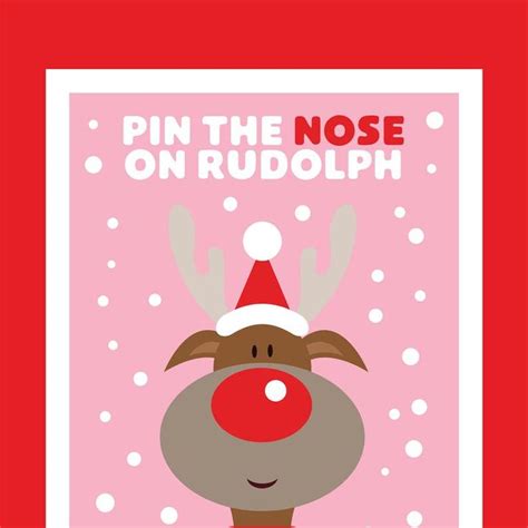 Pin The Nose On Rudolph 4 Pack Instant Download Pin Nose Game Etsy