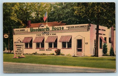 Postcard VA Woodwards House Grill Restaurant Near Fredericksburg Linen 1940s S18 / HipPostcard