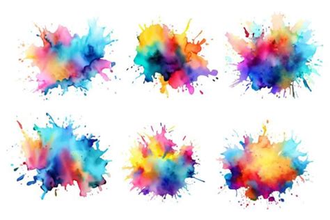 Colorful Ink Splash Paint Splatter Set Graphic By Pixeness · Creative