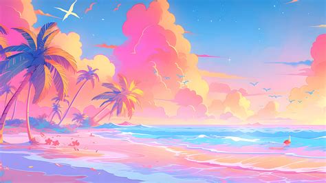 Colorful Summer Beach Desktop Wallpaper Summer Wallpaper 4k