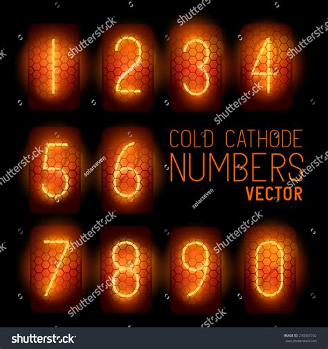 Cold Cathode Retro Display Numbers Classic 1950s Feel Vector