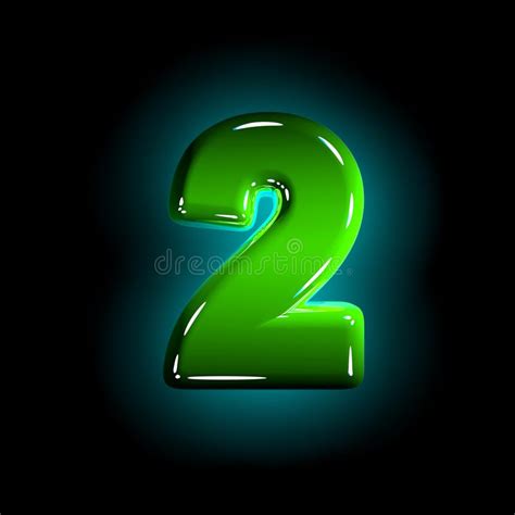 Glossy Green Plastic Creative Alphabet Number 2 Isolated On Black