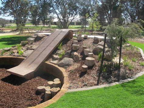 Natural Playscape With Slide Outdoor Playscapes Play Garden