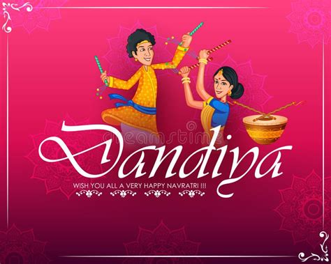 Couple Performing Garba Dance In Dandiya Raas For Dussehra Or Navratri