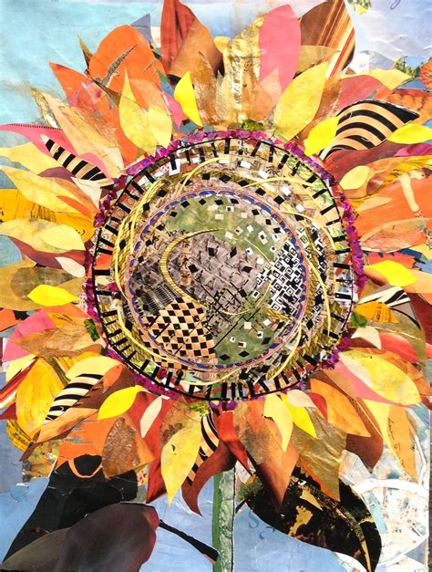Sunflower Collage By Emilie Munsch Collage Art Projects Paper Collage