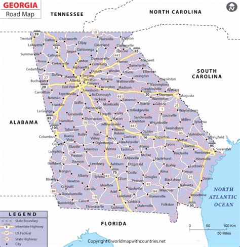 Free Printable Labeled And Blank Map Of Georgia In Pdf