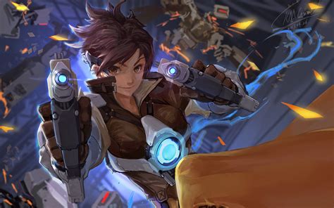 Tracer With Guns 4k 3d Art Overwatch Characters