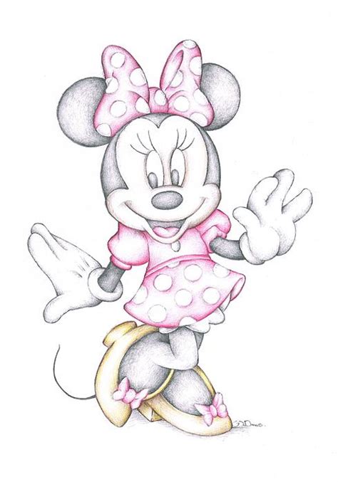 She is sweet and shy, albeit less so when she's angry. Minnie Mouse Disney Cartoon Colour Pencil Drawing by ...