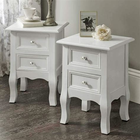 Exqui Bedside Table Set Of 2 White Bedside Drawers Night Stand With 2