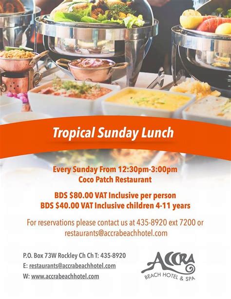 tropical sunday lunch buffet at accra beach hotel and spa what s on in barbados 2019 03 03 to