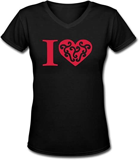 Personalized Love Red Heart Slim Fit Woman T Shirt Black