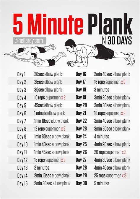 5 Minute Plank 30 Days Challenge Sixpack Abs Workout Plank Workout
