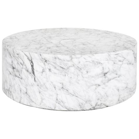 Round Carrera Marble Coffee Table In White At 1stdibs