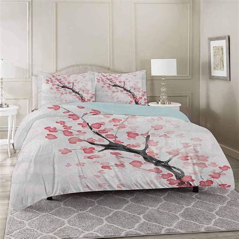 Yuazhoqi Cherry Blossom 3 Pieces Duvet Cover Set Twin Dreamy Japanese