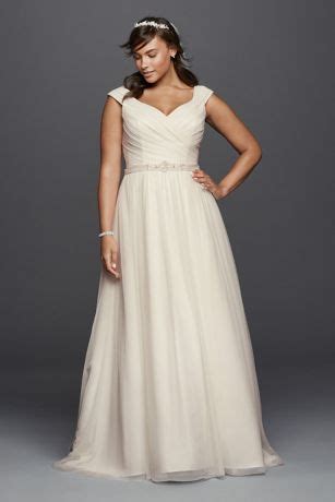 Tulle Plus Size A-line Wedding Dress with Sash | Davids bridal wedding