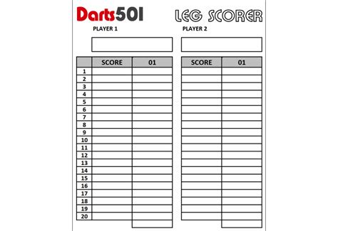 Darts Tournament Draw Sheets