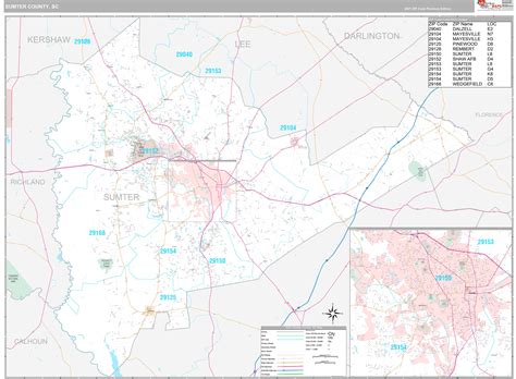 Sumter County Sc Wall Map Premium Style By Marketmaps Mapsales
