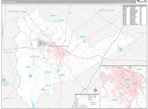 Sumter County, SC Wall Map Premium Style by MarketMAPS - MapSales