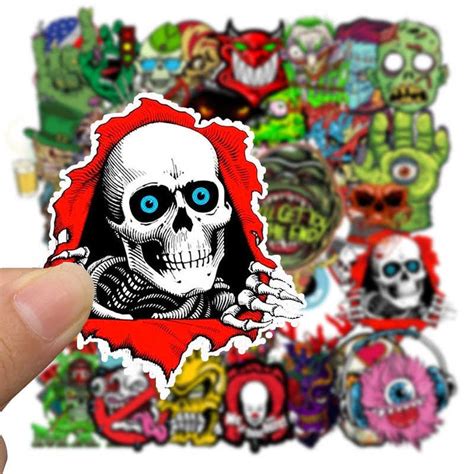 Horror Stickers Skull Skeleton Graffiti Waterproof Vinyl For Etsy