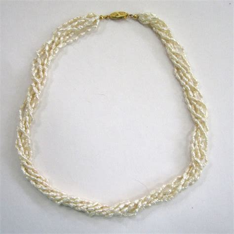 Circa S Five Strand Twisted Rice Pearl Necklace Gem