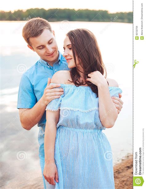 Close Up Romantic Beauty Portrait Of Happy Couple In Love