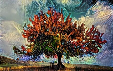 Autumn Tree Autumn Trees Trippy Wallpaper Psychedelic Art