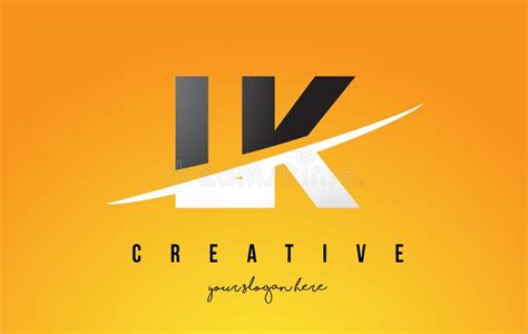 lk l k letter modern logo design with yellow background and swoosh stock vector illustration