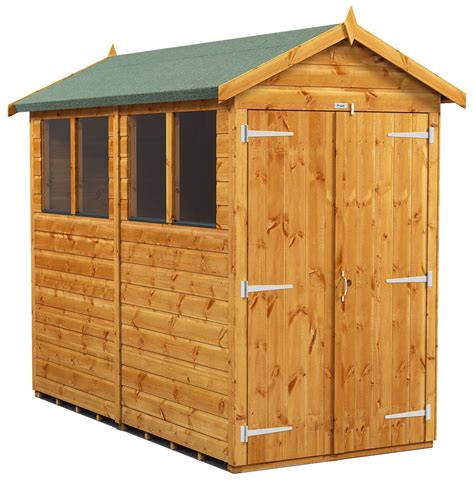 Power 8x4 Apex Garden Shed With Double Doors Apex Roof Garden Sheds