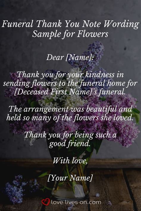 Thank you messages for funeral flowers. 33+ Best Funeral Thank You Cards | Funeral thank you notes ...