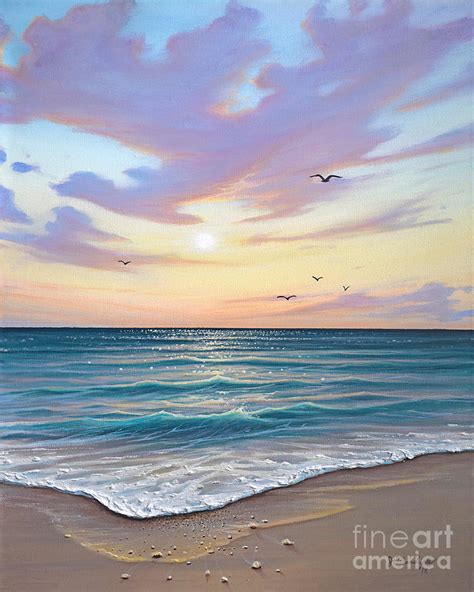 Beach Painting Basking In The Sunset By Joe Mandrick Beach Sunset