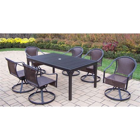 Oakland Living Rochester Tuscany 67 X 40 In Swivel Patio Dining Set