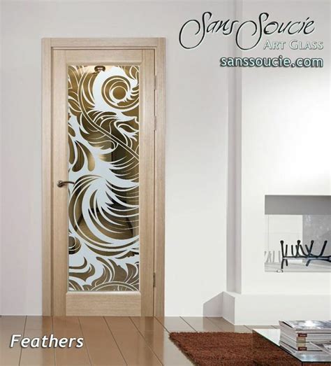 Feathers Negative Interior Etched Glass Doors Etched Glass Door