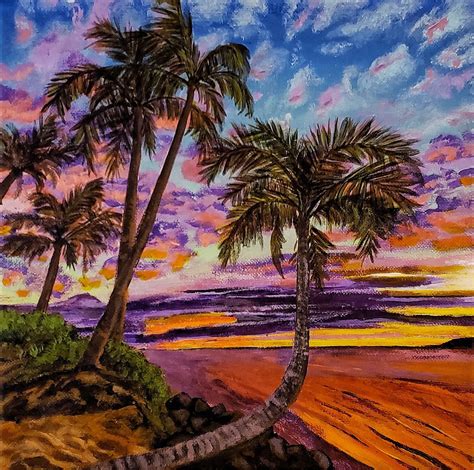 Palm Tree Print Seascape Painting Beach Painting Island Painting