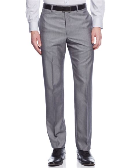 Calvin Klein Slim Fit Solid Dress Pants In Gray For Men Lyst