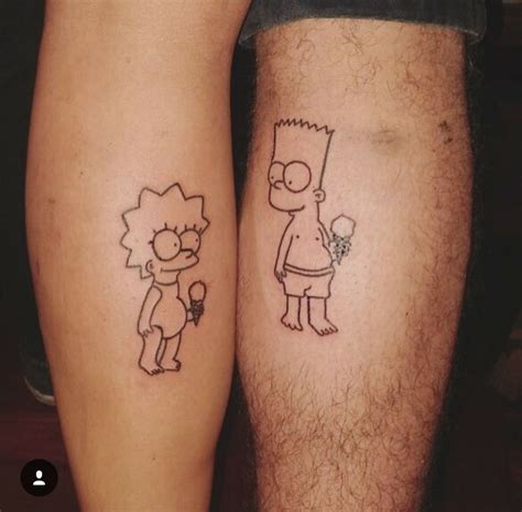 Two People With Tattoos On Their Legs That Look Like The Simpsons And