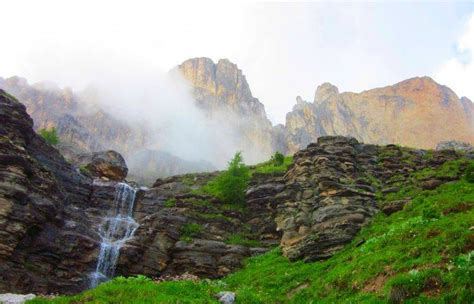 Waterfall Mountain Mist Clouds Rock Water Alps Photography