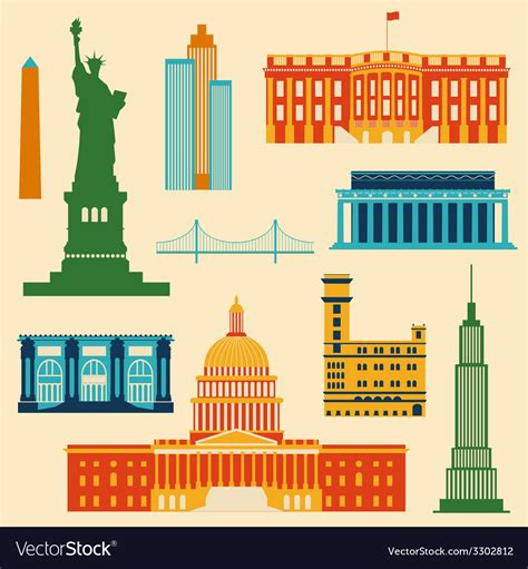 Landmarks Of United States Of America Royalty Free Vector